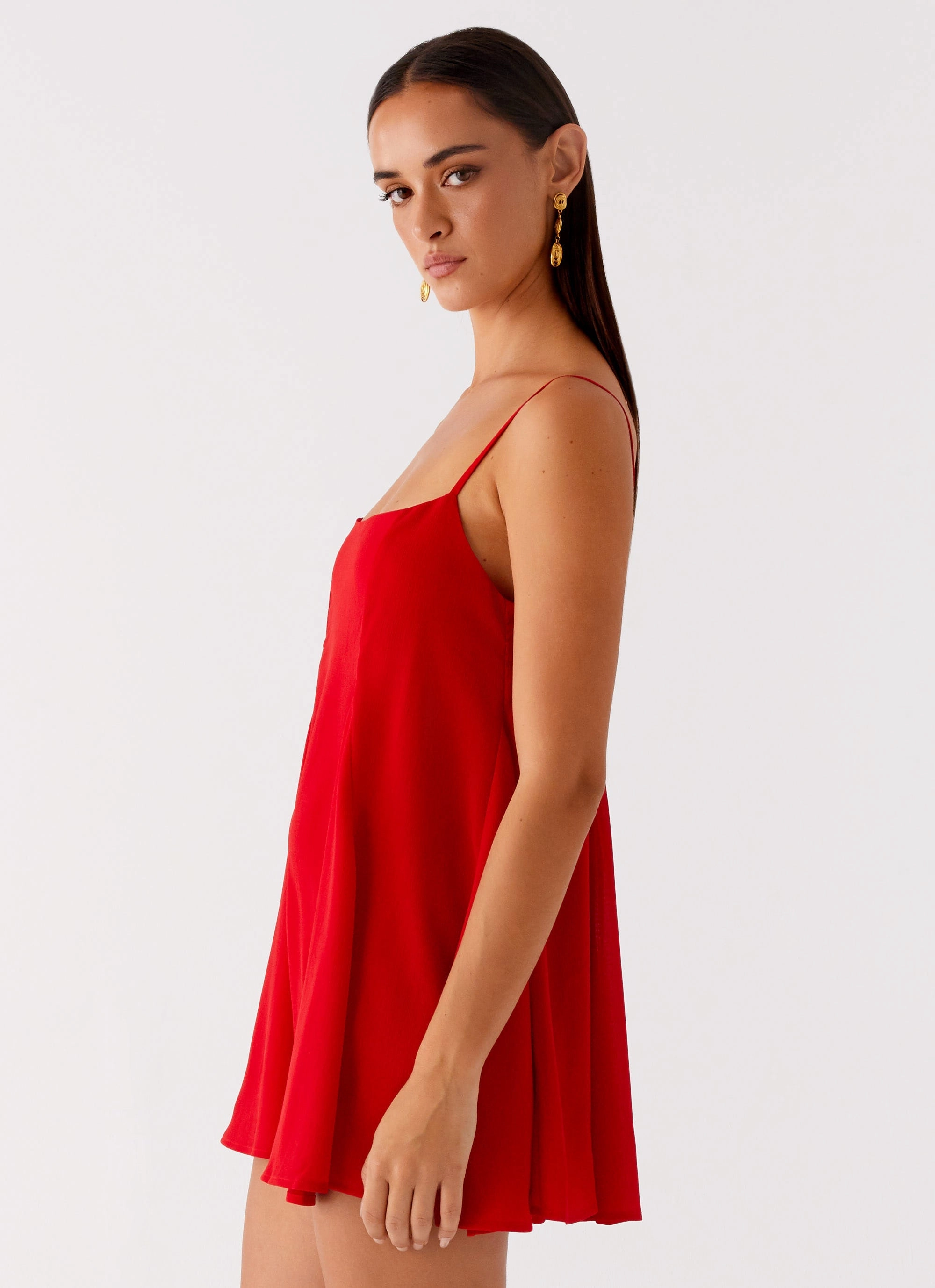 Godets Hem Mini Dress - Red Timeless Layer