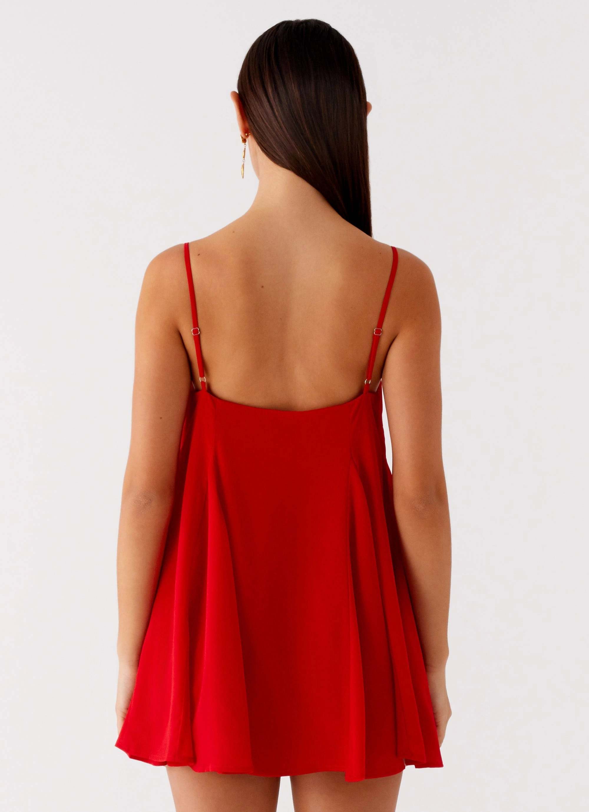 Godets Hem Mini Dress - Red Weekend Favorite