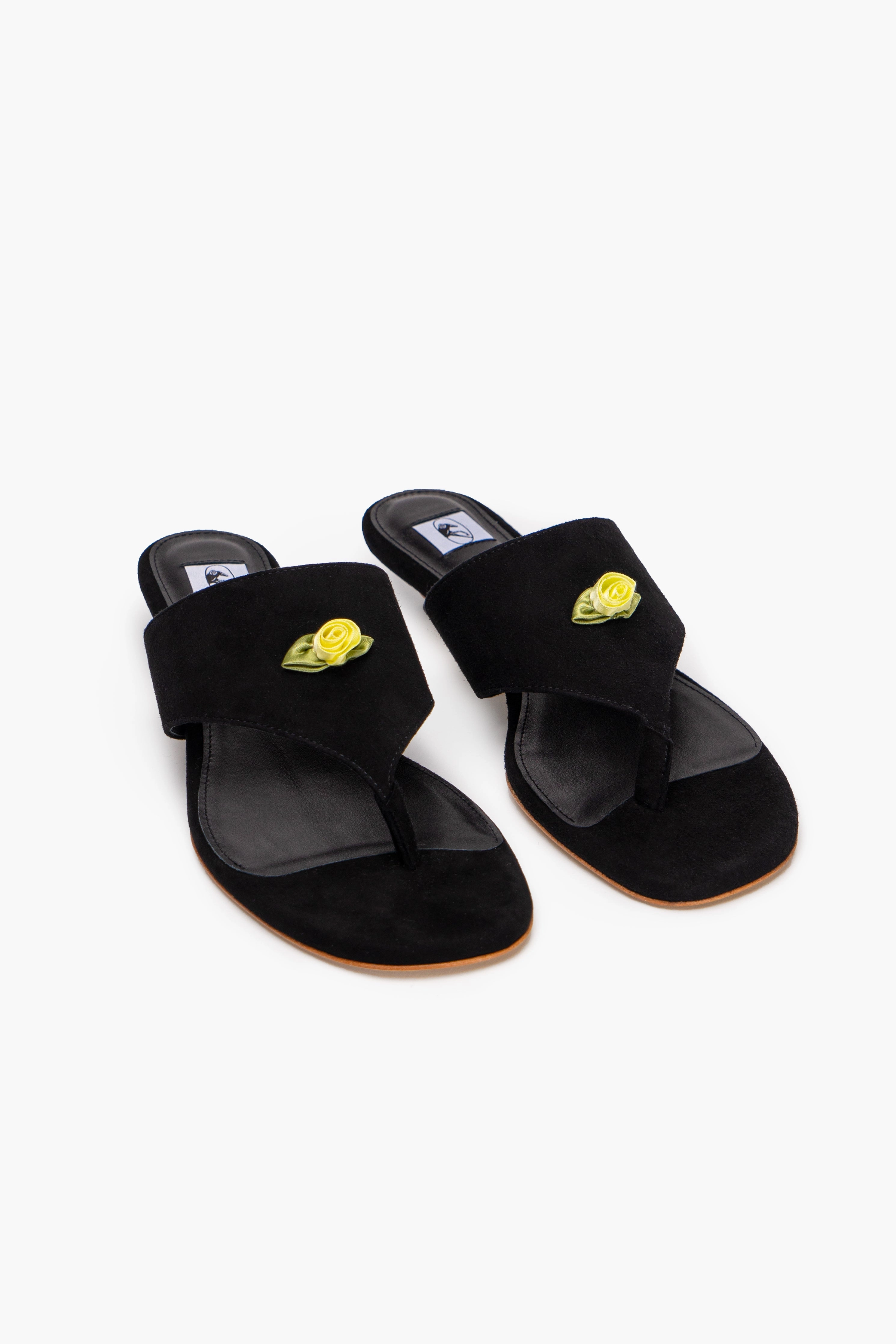 Golda Suede Kitten Heel Mules in Black Slip Off energy returning