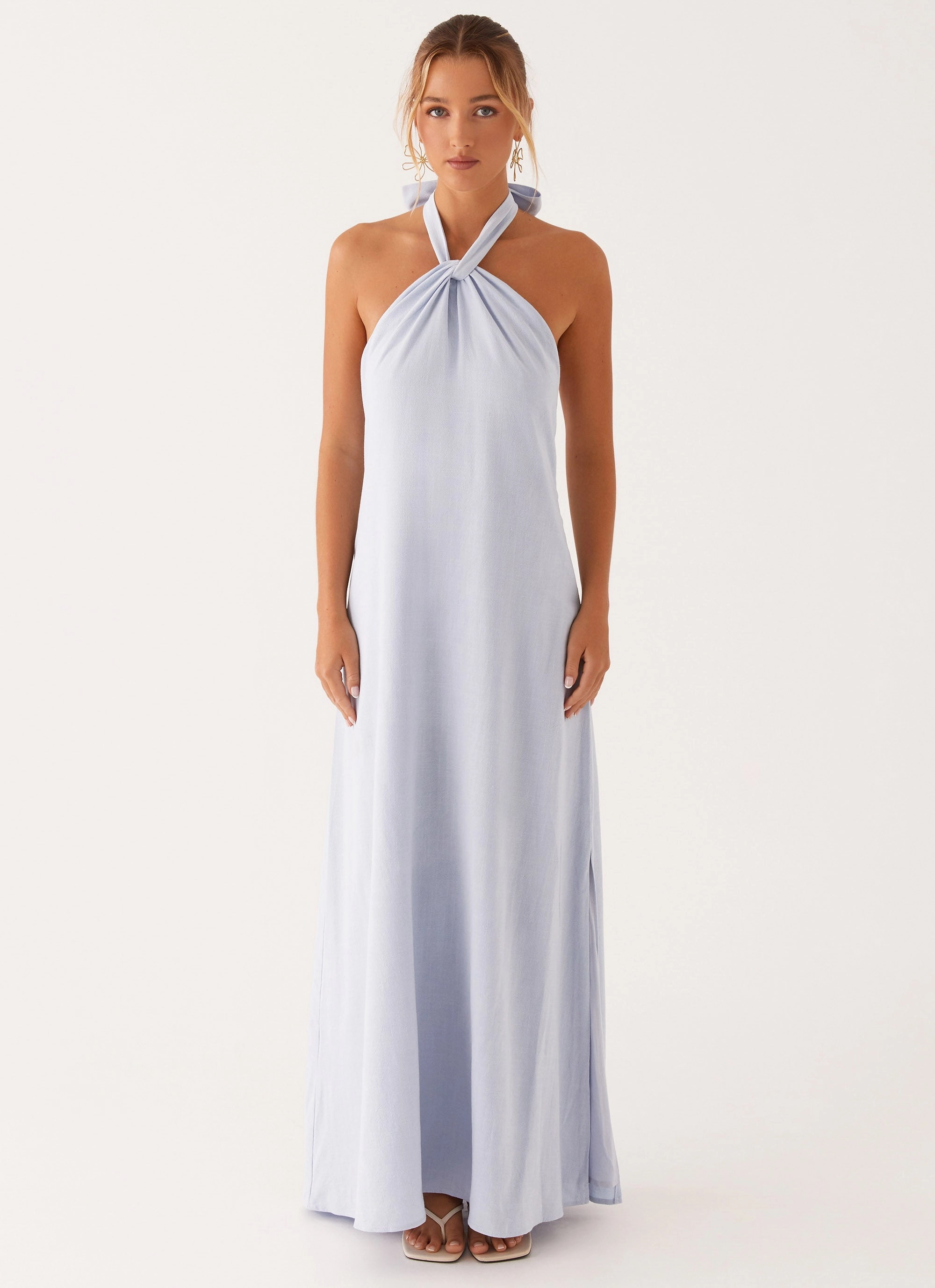 Golden Child Linen Maxi Dress - Blue All-Season Comfort Luxe Comfort