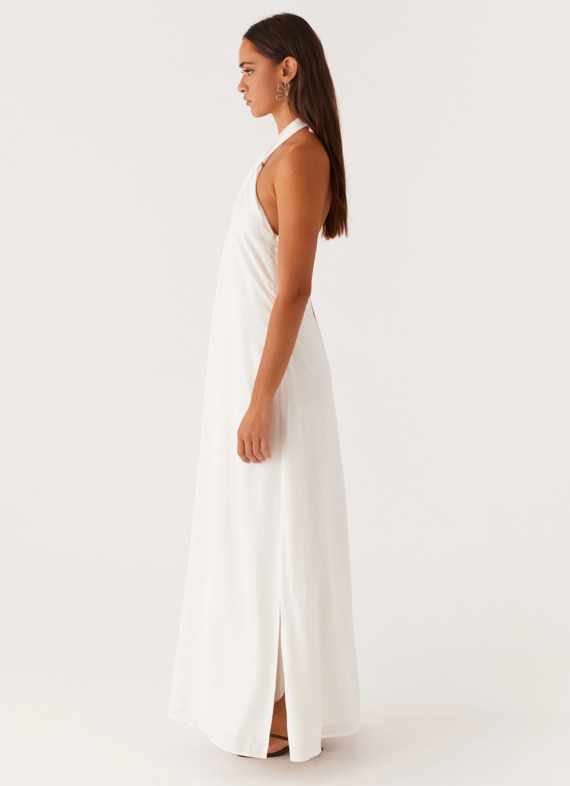 Golden Child Linen Maxi Dress - White Balanced Lines