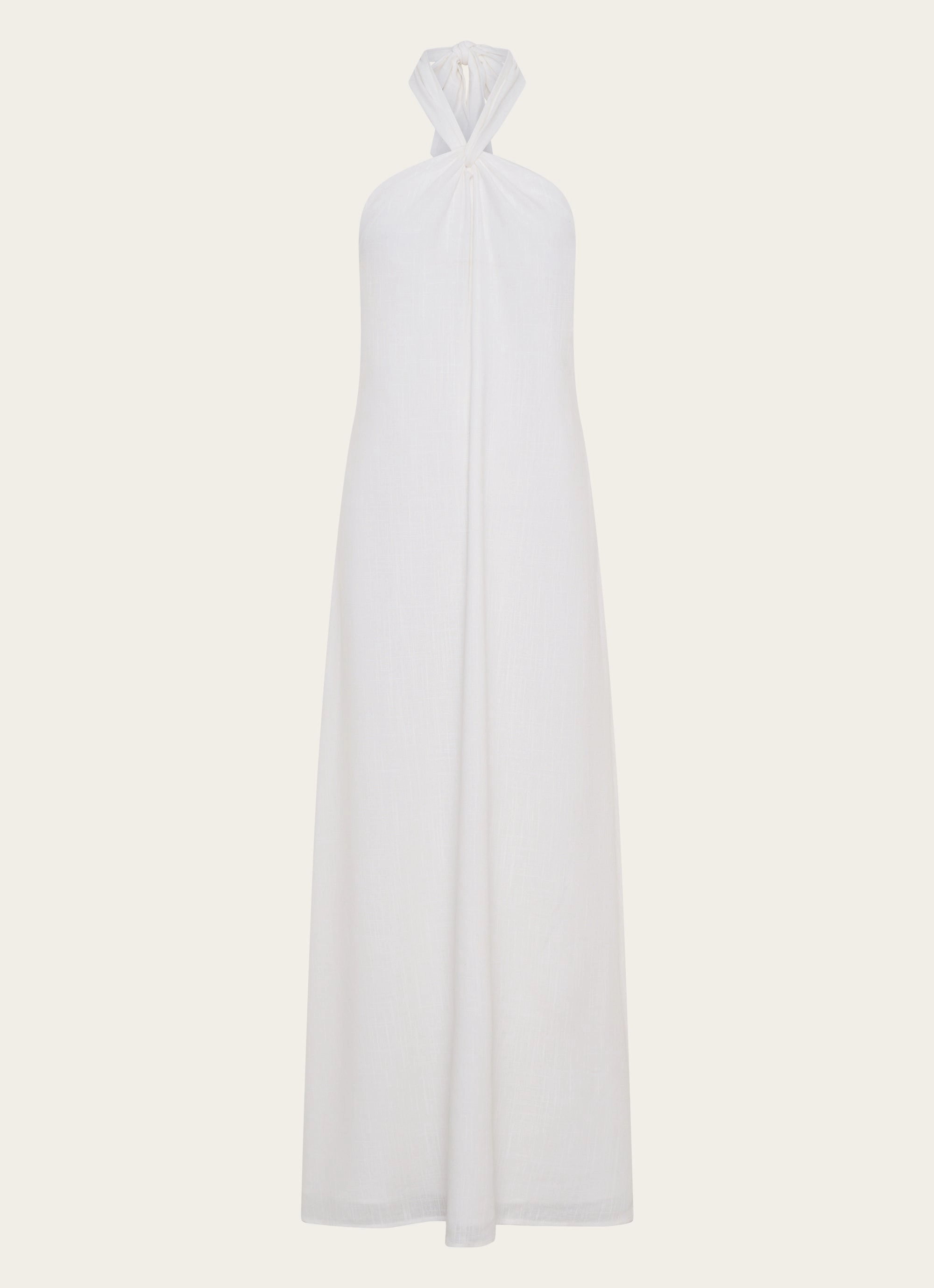 Crisp Finish Golden Child Linen Maxi Dress - White