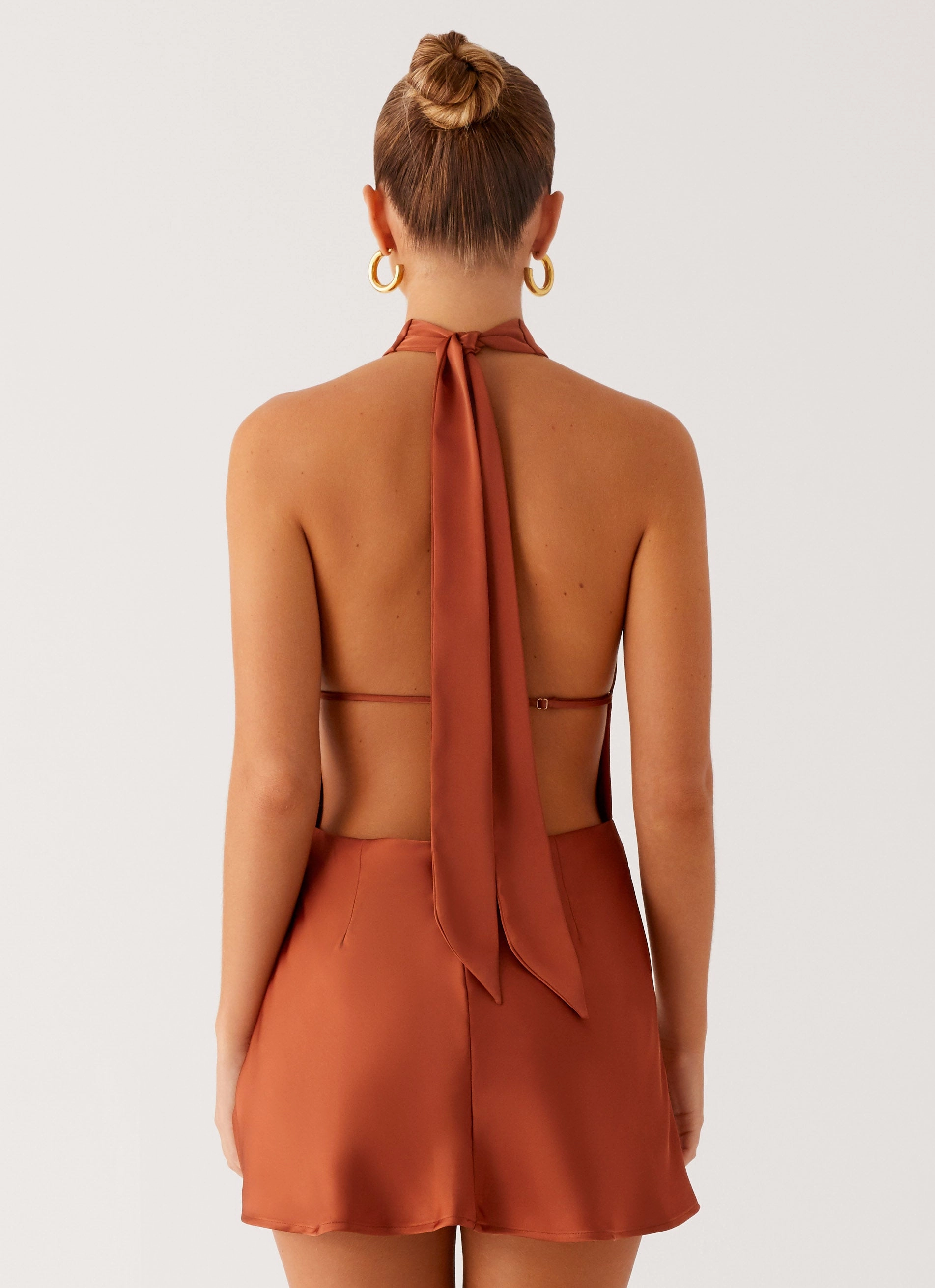 Golden Dunes Mini Dress - Rust Bow-Detail Light Base