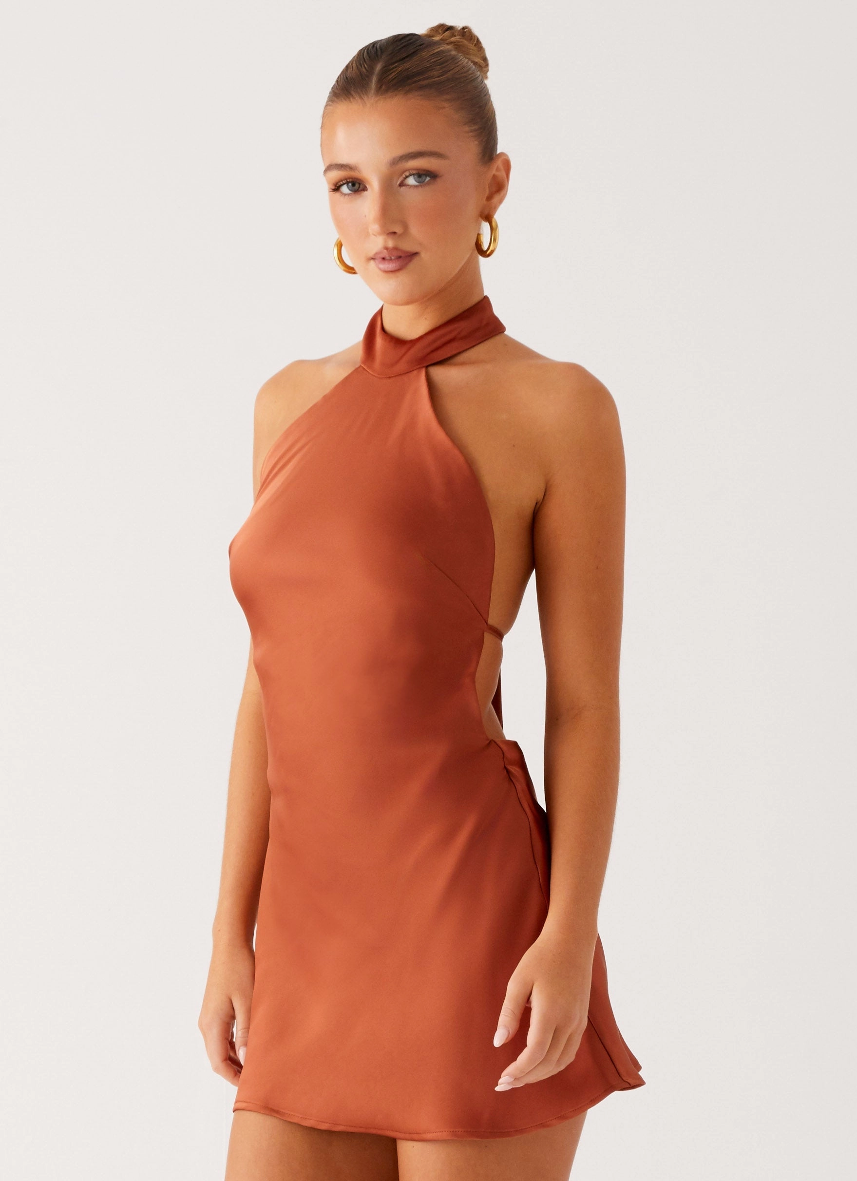 Color Pop Soft Touch Golden Dunes Mini Dress - Rust