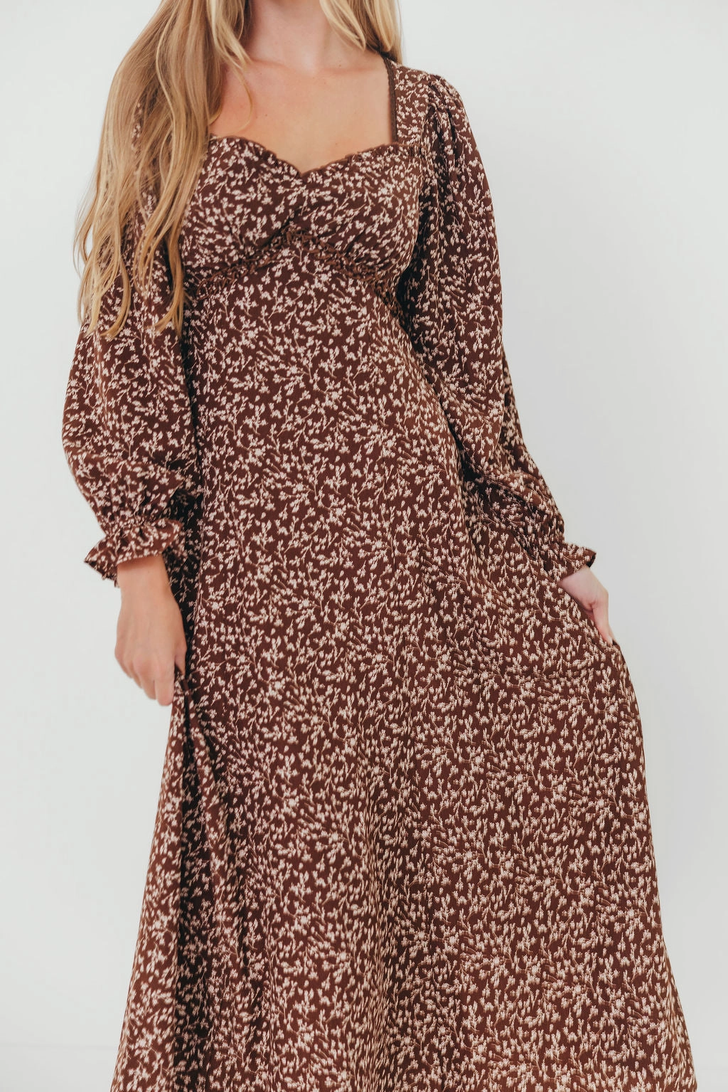 Erin Floral Maxi Dress in Mocha Office Shape