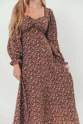 Erin Floral Maxi Dress in Mocha Office Shape