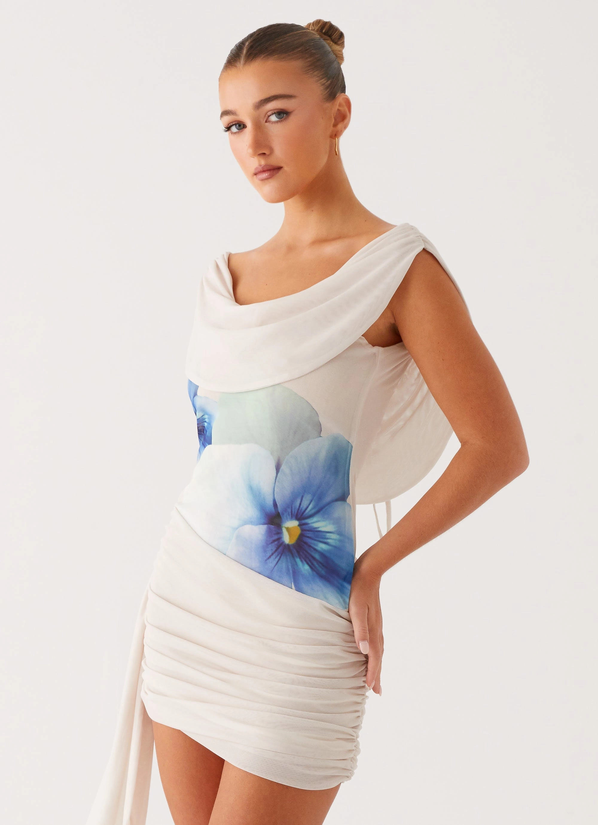 Good Fortune Mini Dress - Ivory Clasp-Closure Subtle Elegance