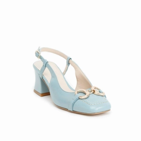 Women's Casoria Slingback Mules In Powder Blue Simple Slip-On Removable Footbed