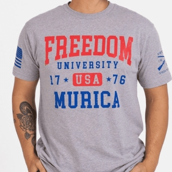 Freedom University T-Shirt - Dark Heather Gray Cozy Vibe Wear