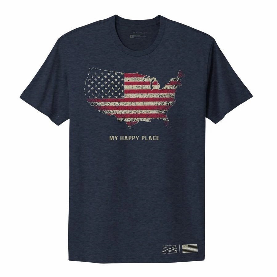 Women's My Happy Place Boyfriend Fit T-Shirt - Midnight Navy QuickDryTechnology Quick Layer Fit