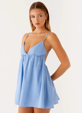 Shade Soft Satin Touch Greer Mini Dress - Blue
