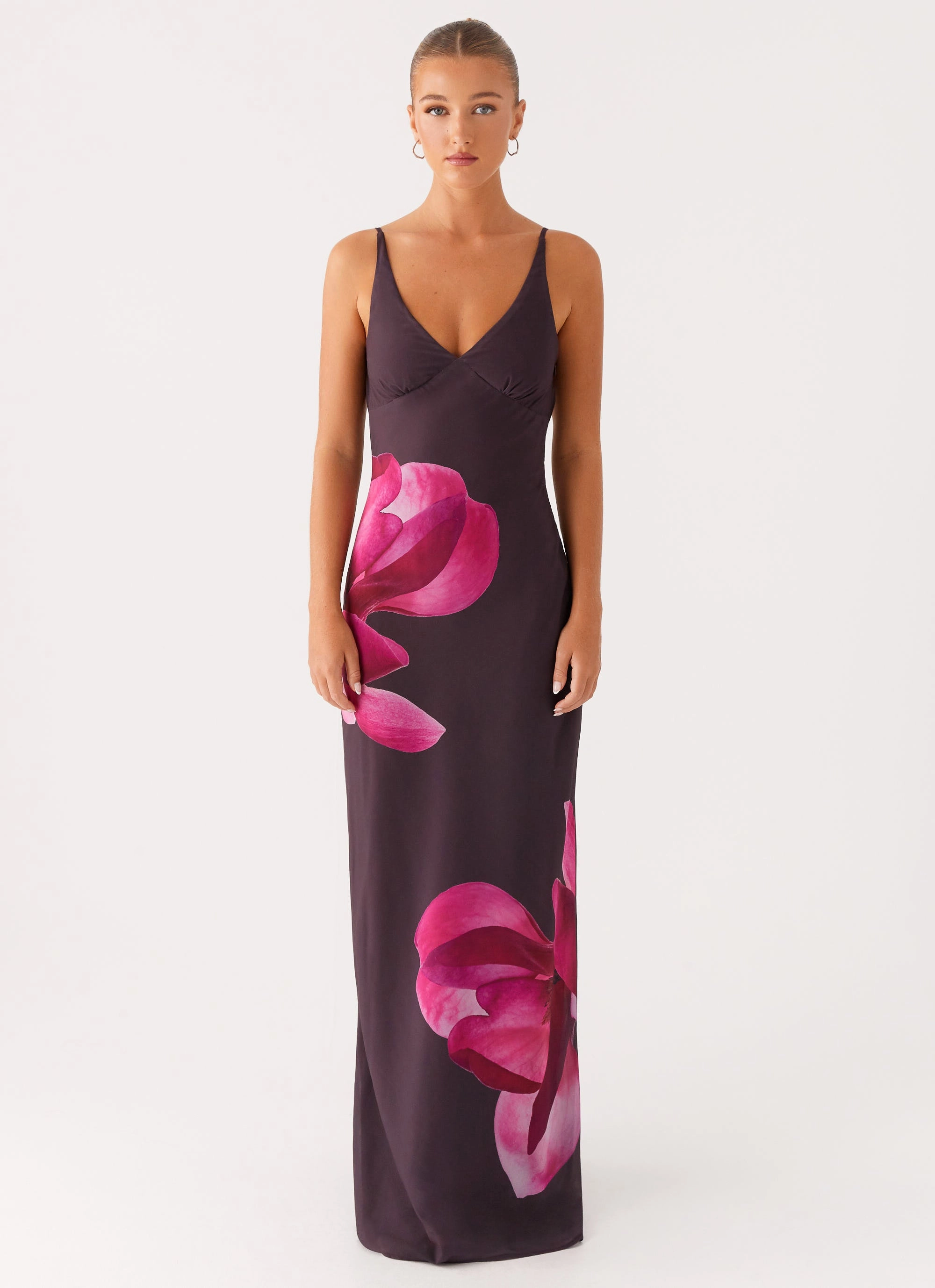 Griselda Maxi Dress - Dark Chocolate Tactile Feel