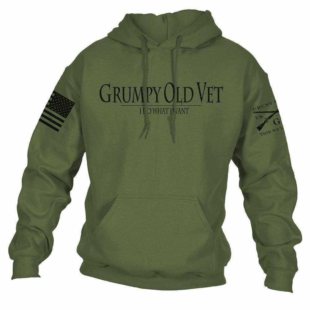 Grumpy Old Vet Hoodie - Military Green Midweight Material