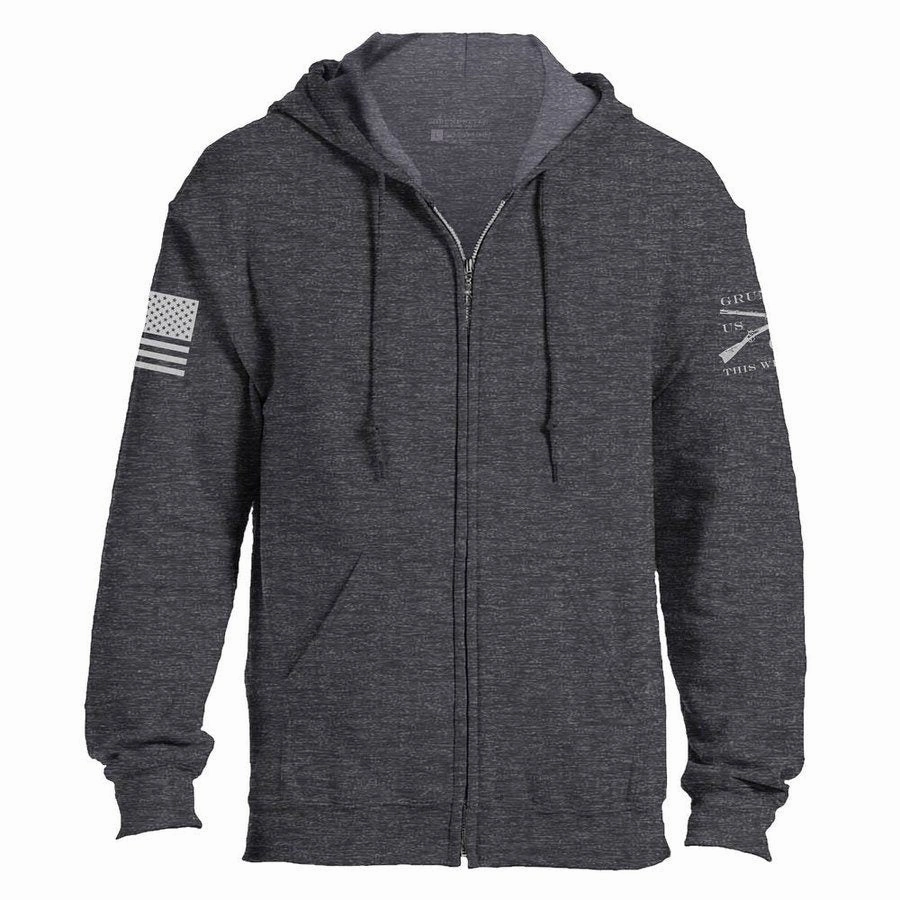 Street Cool Casual Style Grunt Style Basic Full-Zip Hoodie - Dark Heather Gray