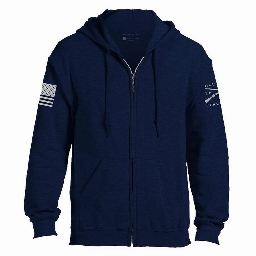 Grunt Style Basic Full-Zip Hoodie - Navy Relaxed Wear rollerblade wear