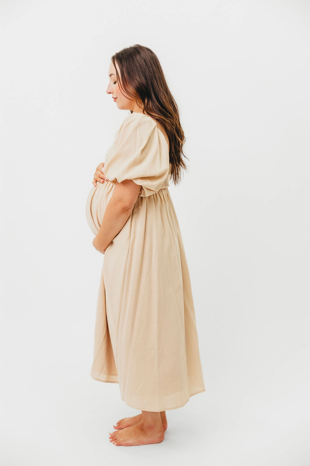 Versatile sundress Hamilton Midi Dress in Taupe - Bump Friendly (S-2XL) *Final-Sale*