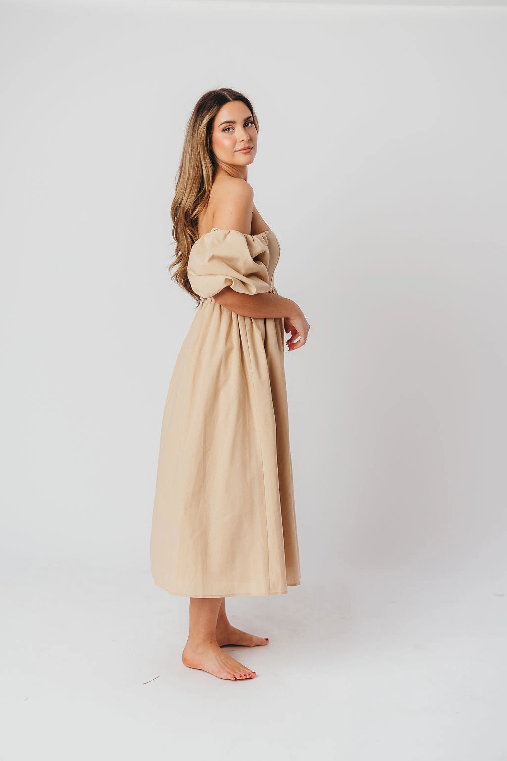 Mesh Soft Hamilton Midi Dress in Taupe - Bump Friendly (S-2XL) *Final-Sale*