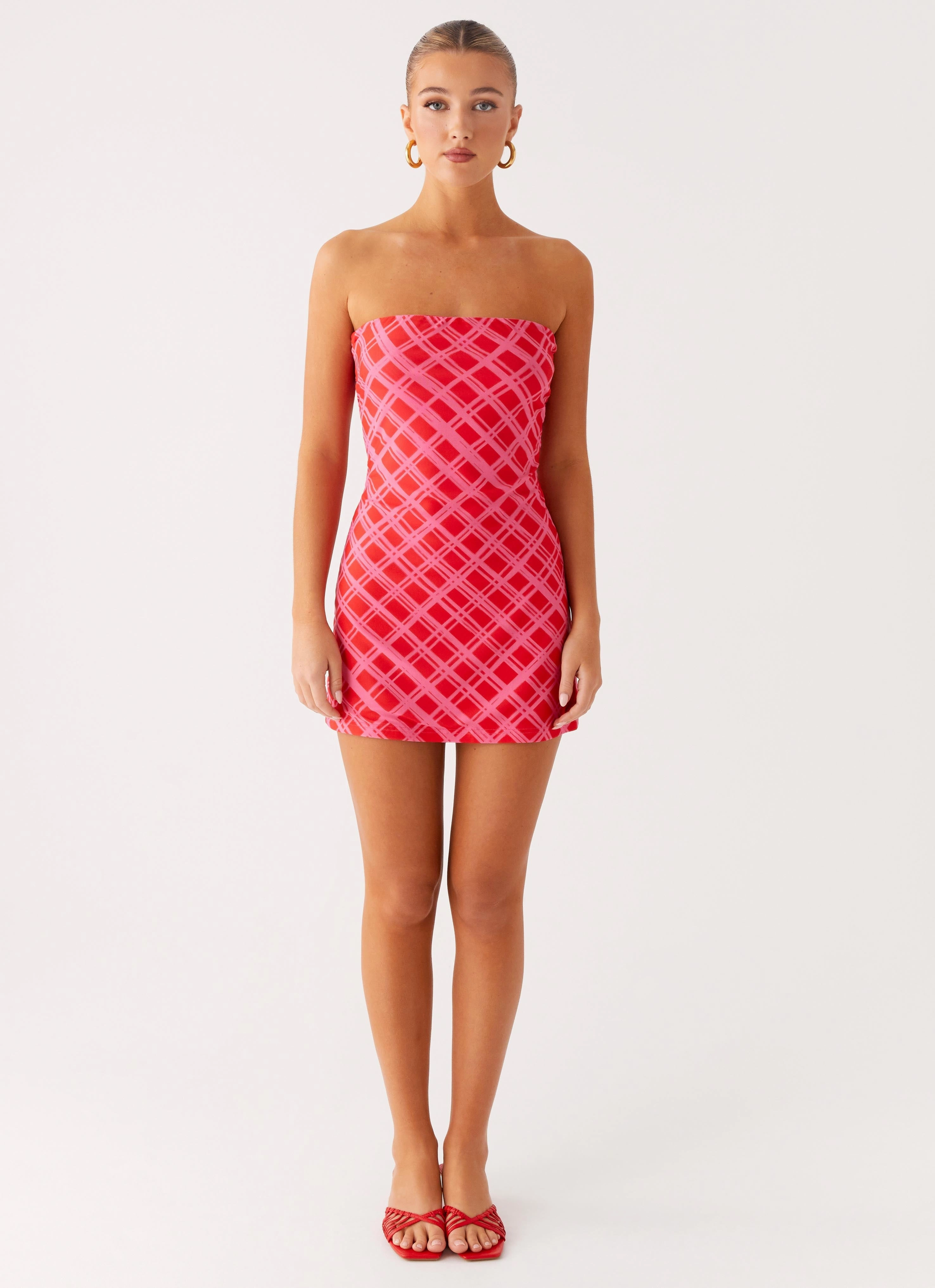 Hamilton Mini Dress - Pink Check Comfortable Cut Essential Layer