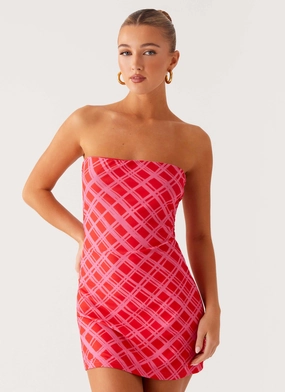 Lounge Style Hamilton Mini Dress - Pink Check