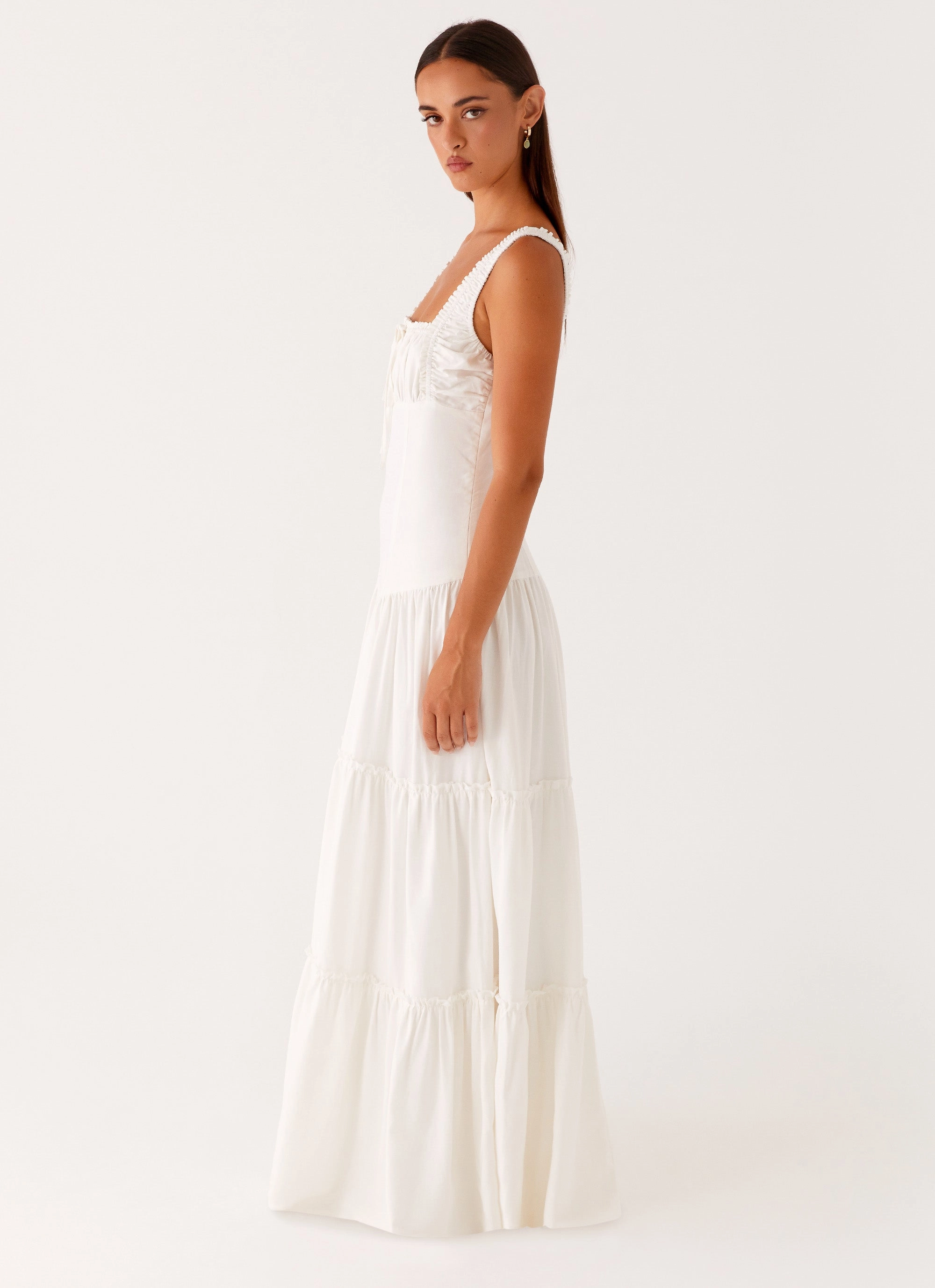 Esme Maxi Dress - White Lace-Trim NonIrritatingLining