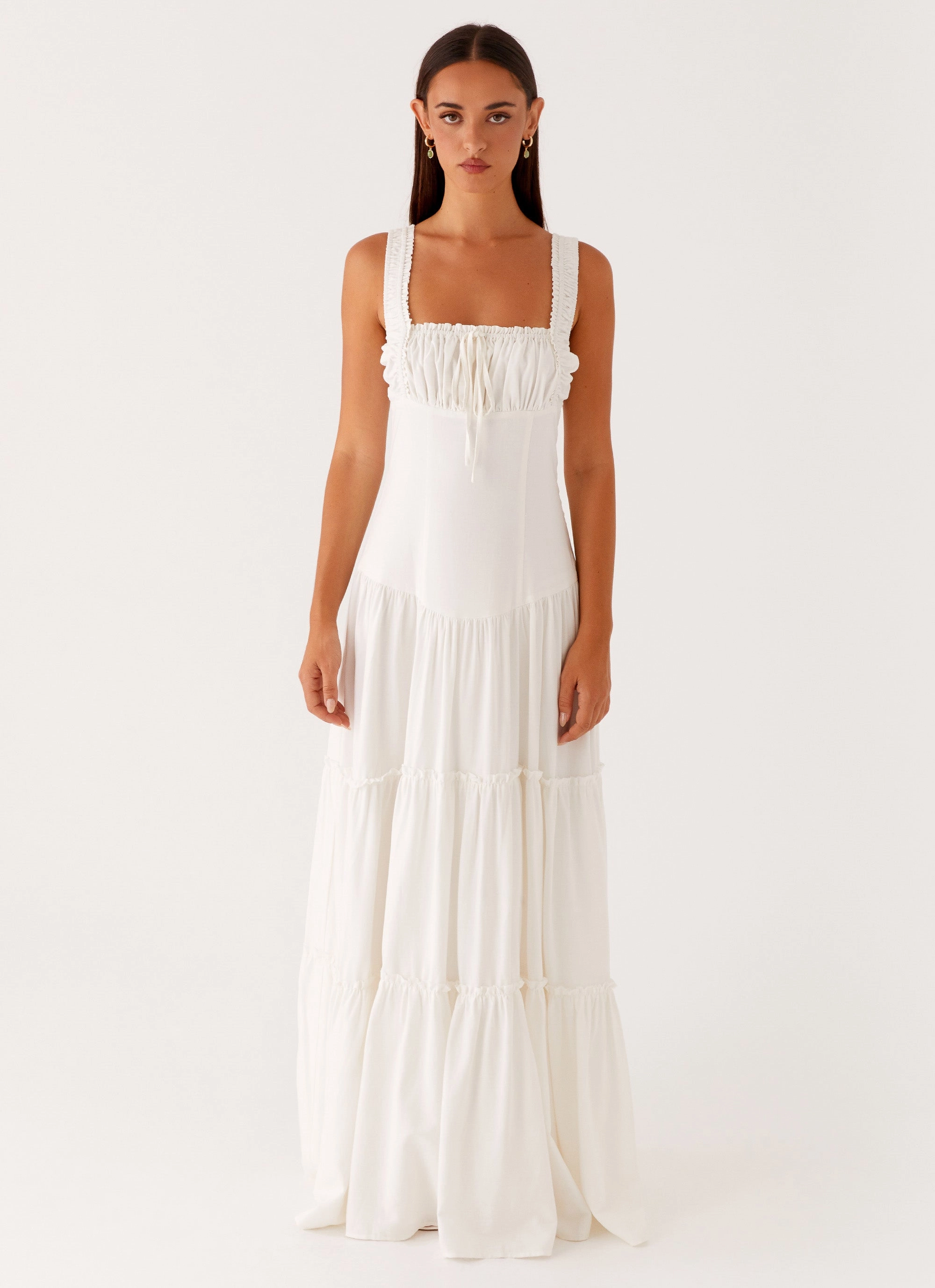 Esme Maxi Dress - White Relaxed Layer Draped-Style