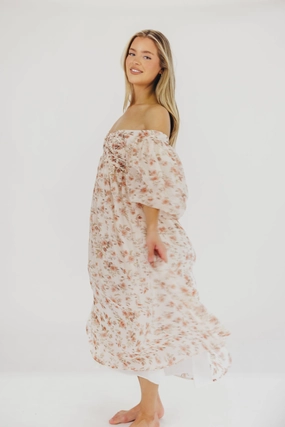 Minimalist Layering Resort-Wear Harlow Maxi Dress in Ivory Floral - Bump Friendly & Inclusive Sizing (S-3XL)