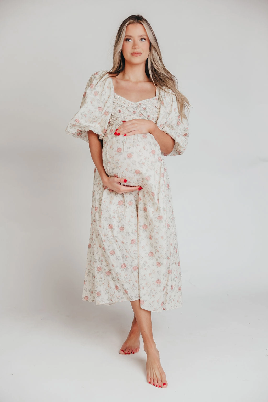 Trendy Silhouette Harlow Maxi Dress in Off-White Floral - Bump Friendly & Inclusive Sizing (S-3XL) *Final-Sale*