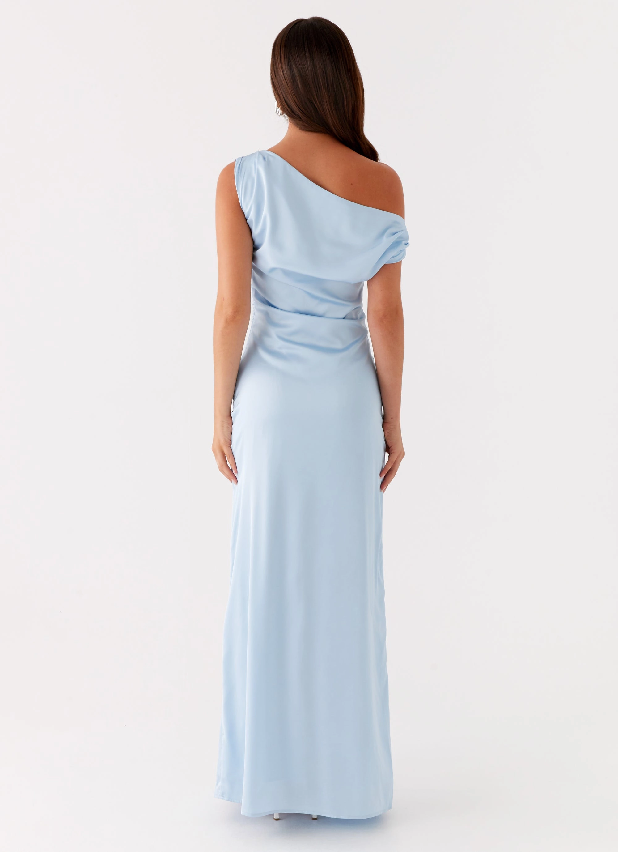 DoubleLayeredMaterial Heart Of Glass Satin Maxi Dress - Blue