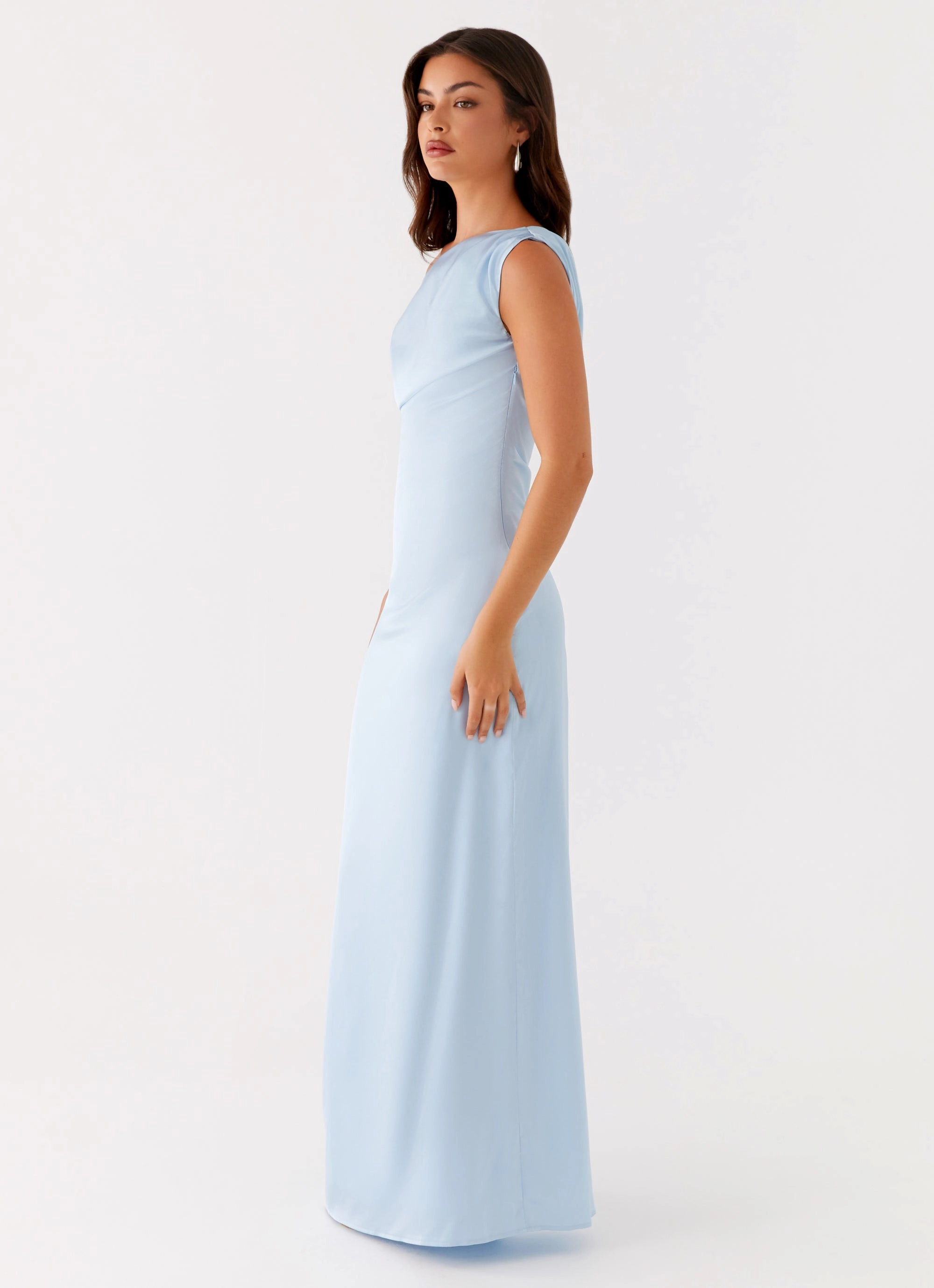 Heart Of Glass Satin Maxi Dress - Blue solo wear Easy Going
