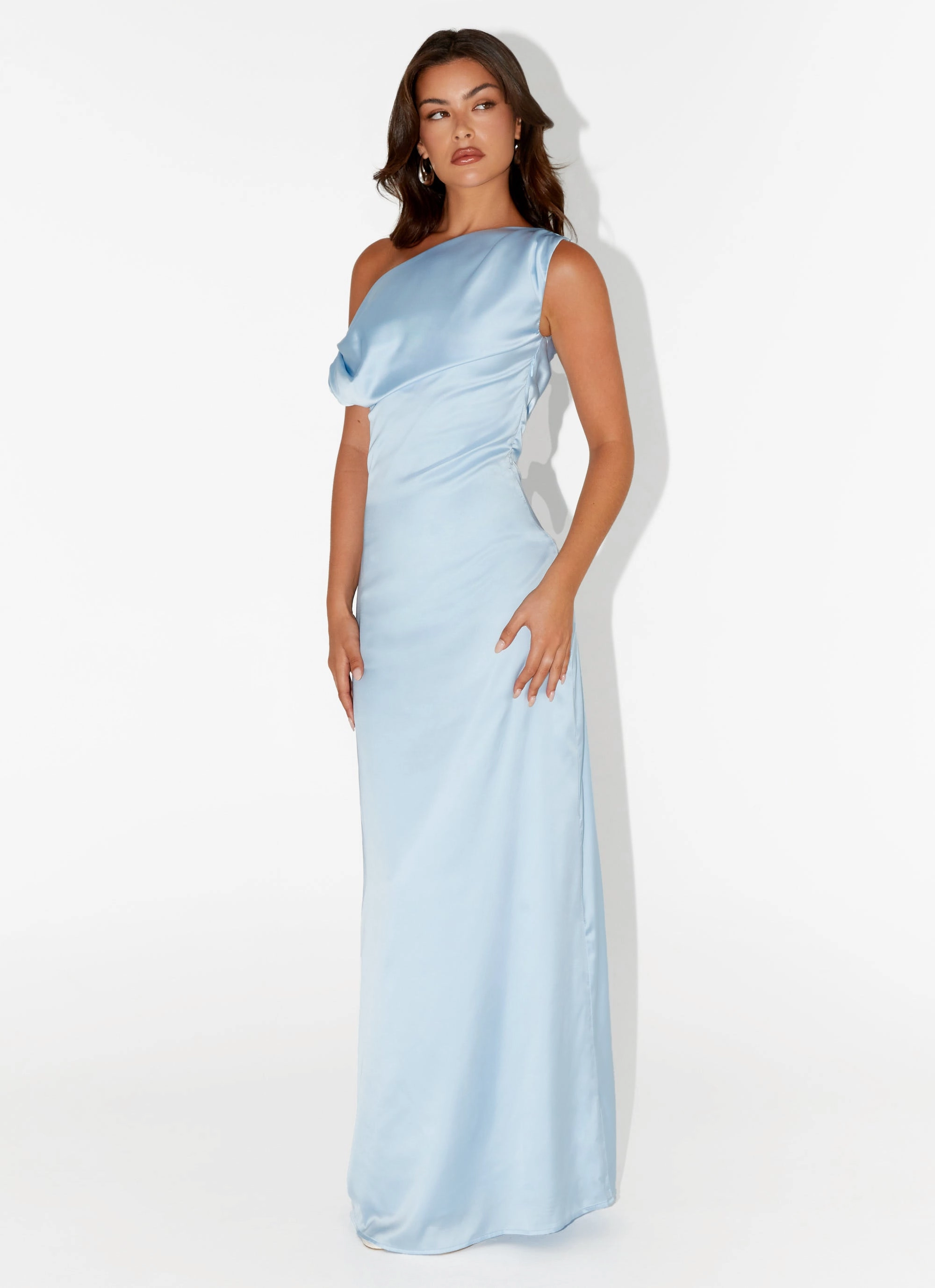 Heart Of Glass Satin Maxi Dress - Blue Cute Touch
