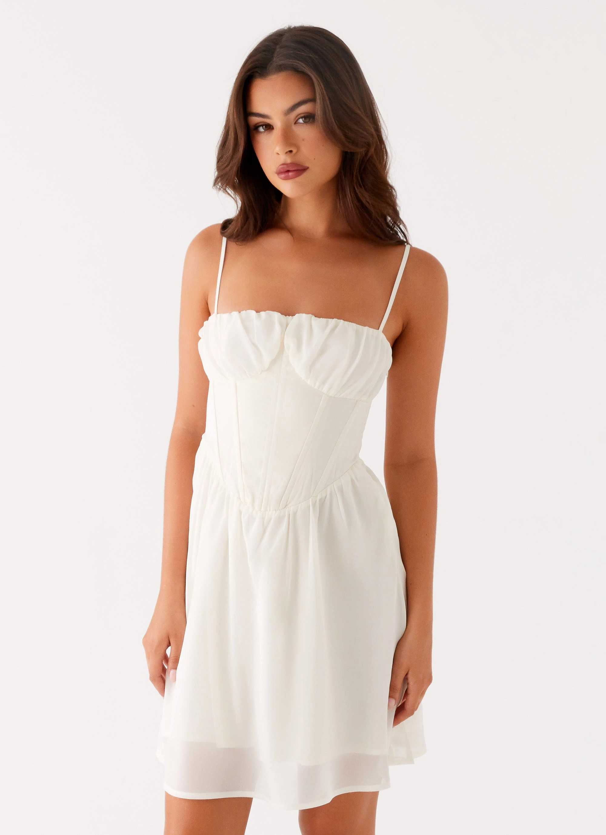 Slender Look Bright-Hue Harmony Mini Dress - Ivory