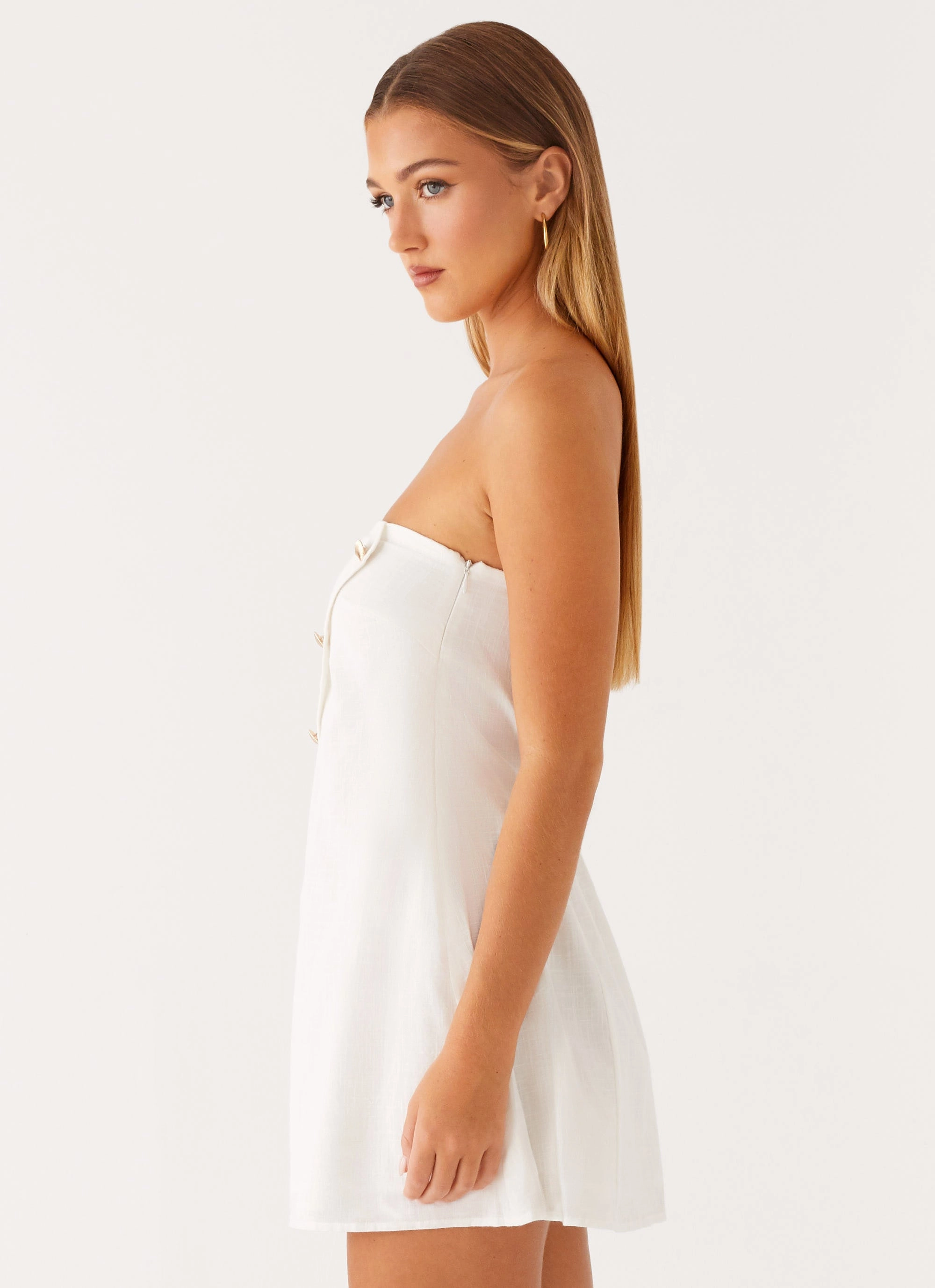 Basic Fashion Contrast-Piping Hazel Mini Dress - White