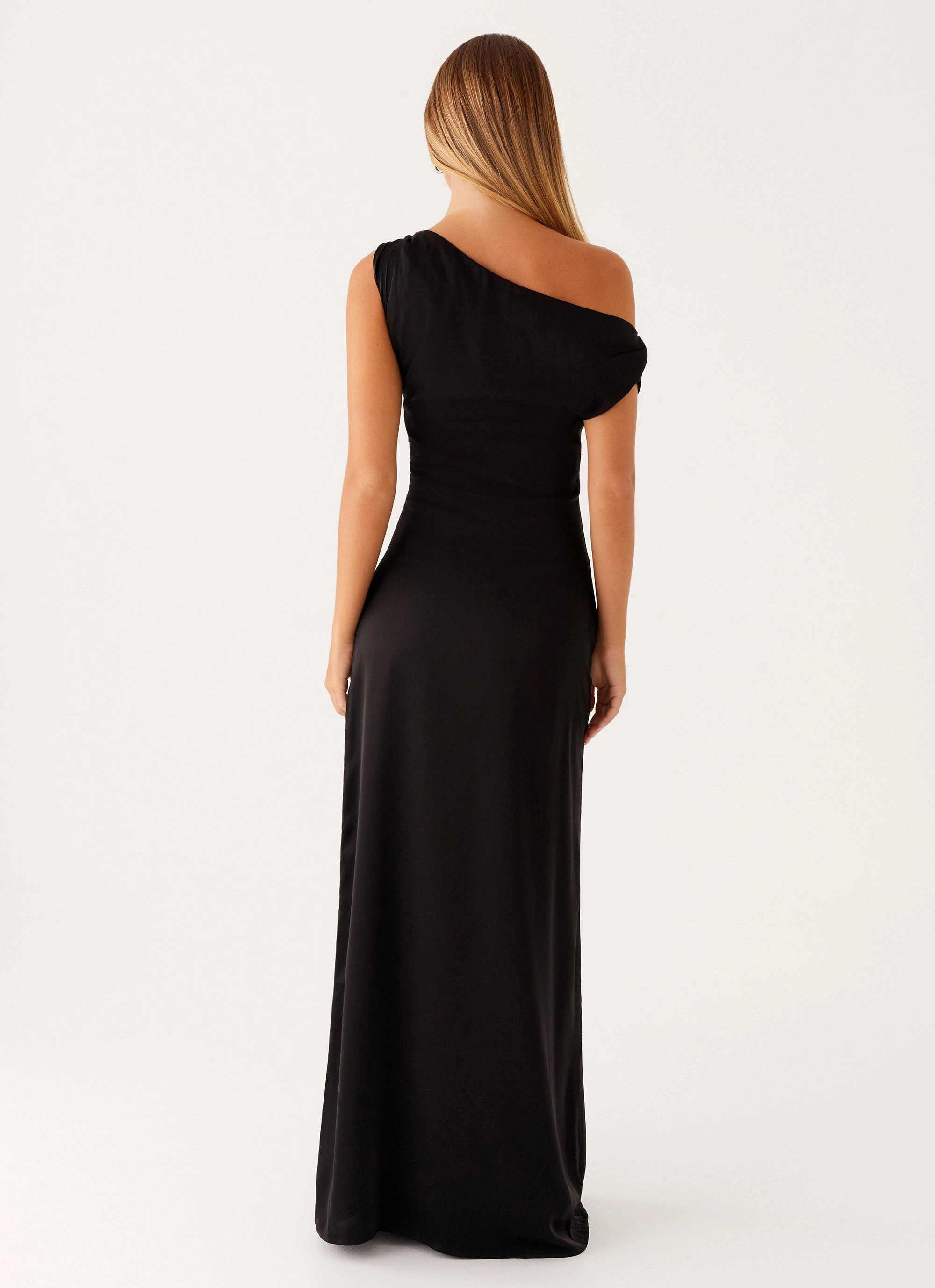 Heart Of Glass Satin Maxi Dress - Black Art Event