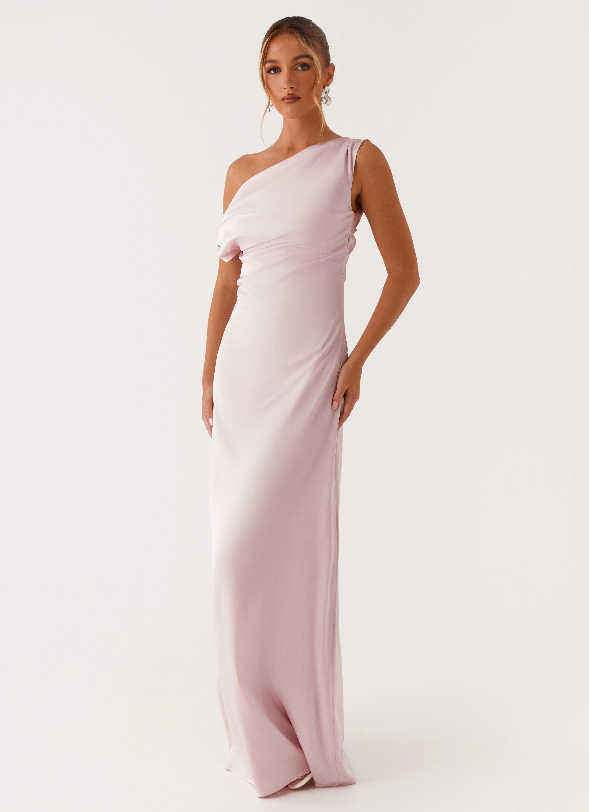 Euro Ease Tactile Feel Heart Of Glass Satin Maxi Dress - Pink