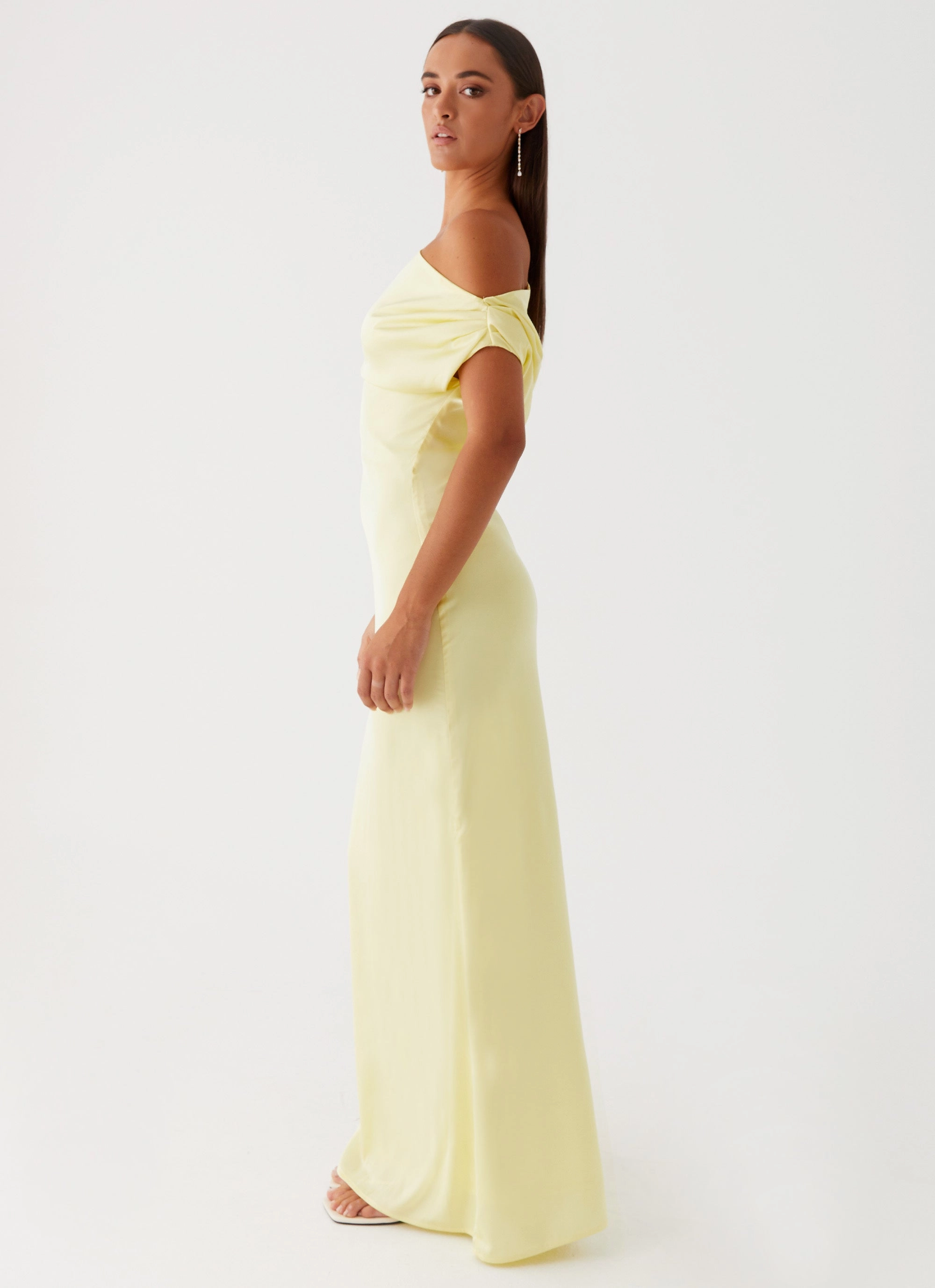 Heart Of Glass Satin Maxi Dress - Yellow Travel Fit Petite Chic