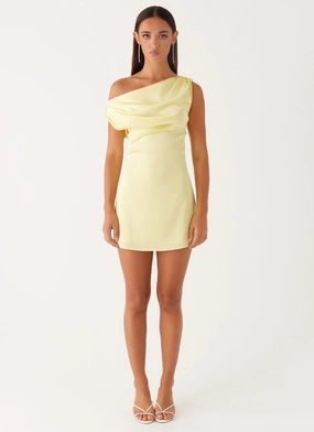 Heart Of Glass Satin Mini Dress - Yellow Cozy Wear Urban Line
