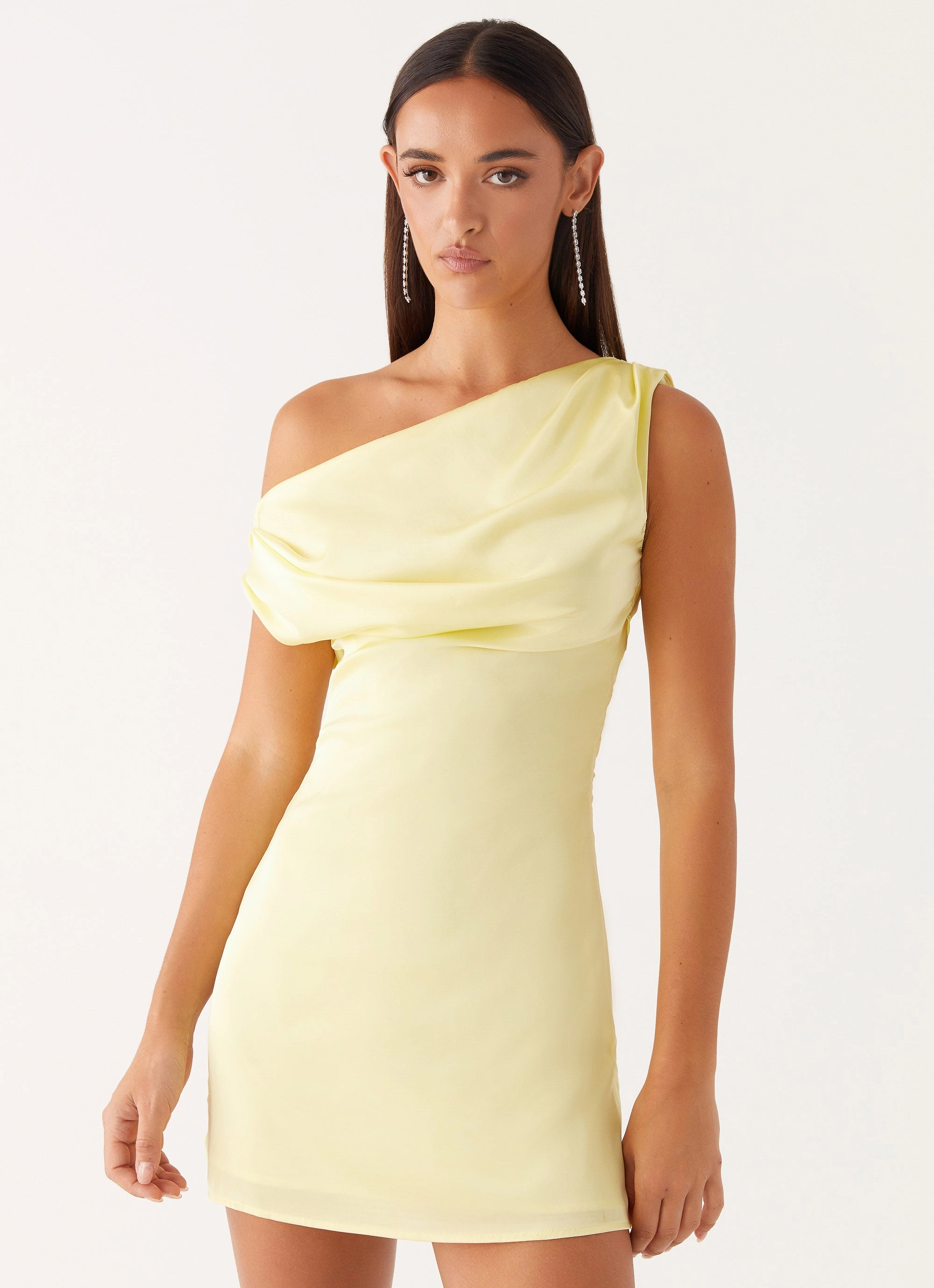 Heart Of Glass Satin Mini Dress - Yellow Effortless Fit Work Look