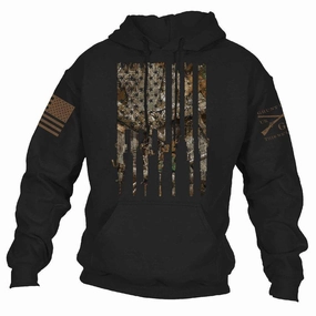 Realtree Edge? Rifle Flag Hoodie - Black polka dot style Yoke Back Design