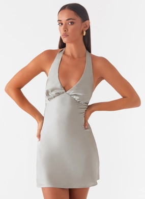 Grace Soft Heavy Hearted Mini Dress - Sage