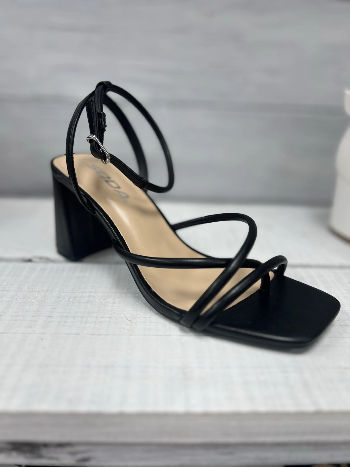 Sustainable Cork Footbed Steffy Strappy Heel