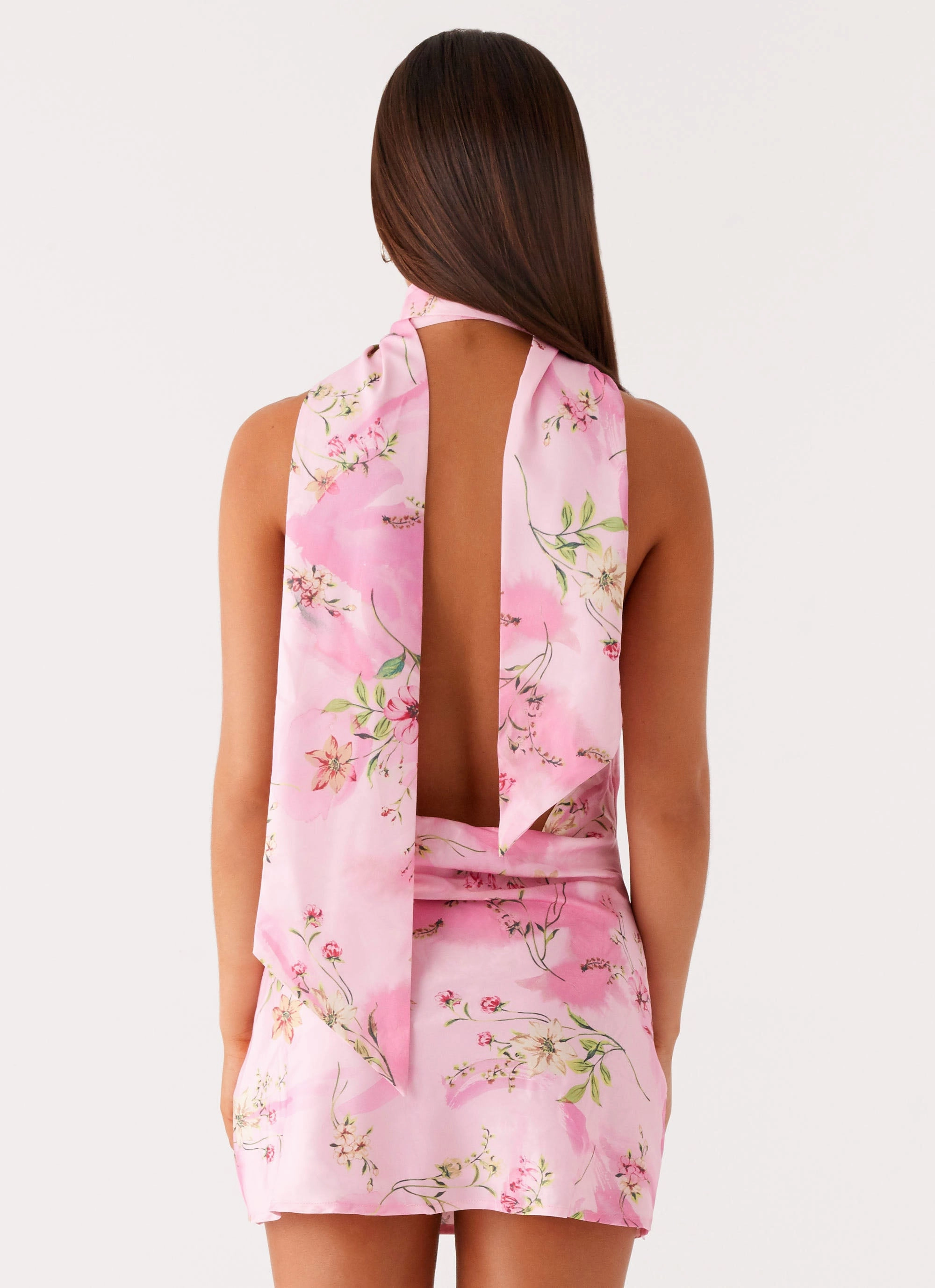 Heidi Mini Dress - Pink Floral Refined Finish Pleated design