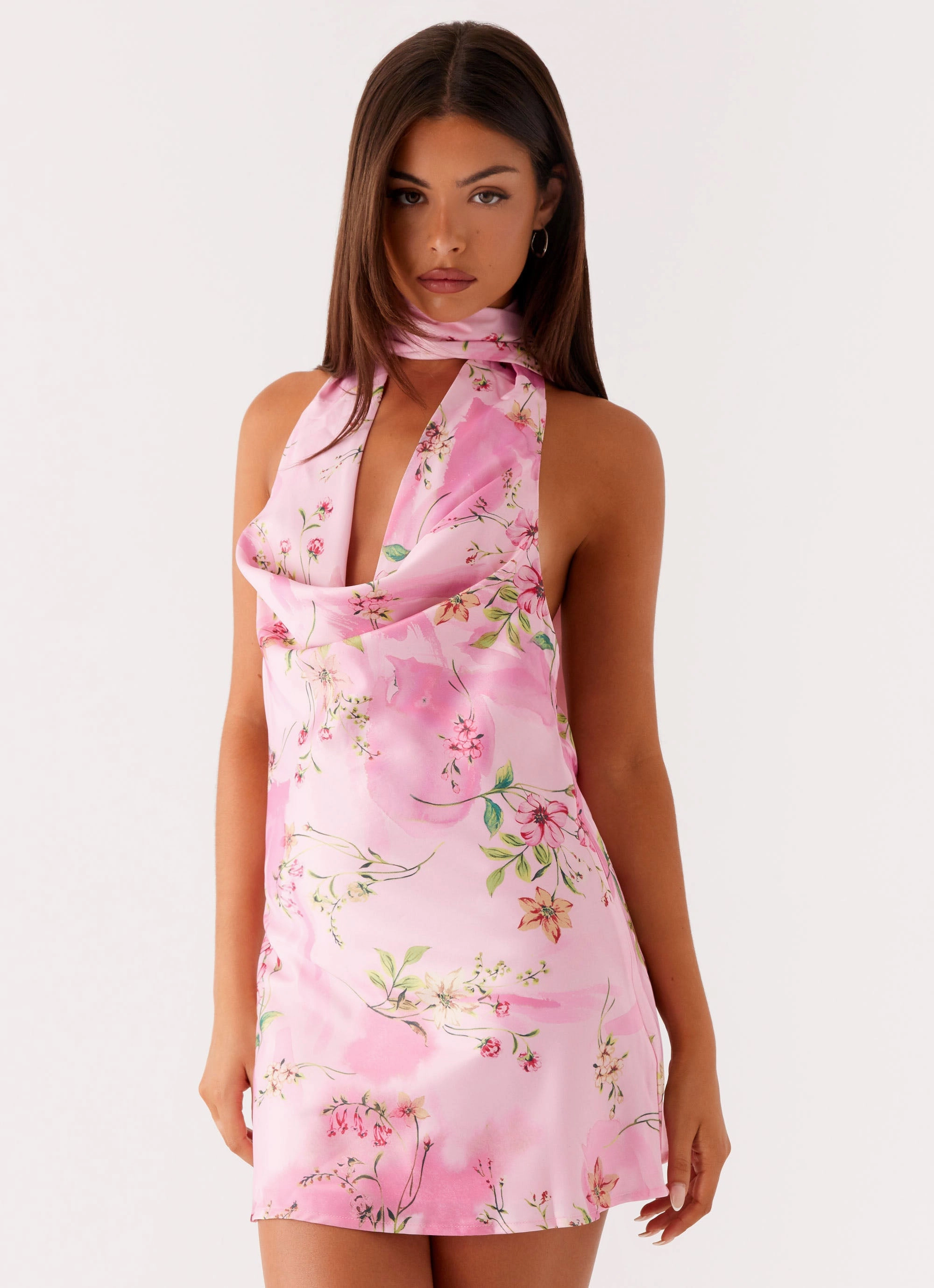 Minimal Aesthetic Light Outfit Heidi Mini Dress - Pink Floral