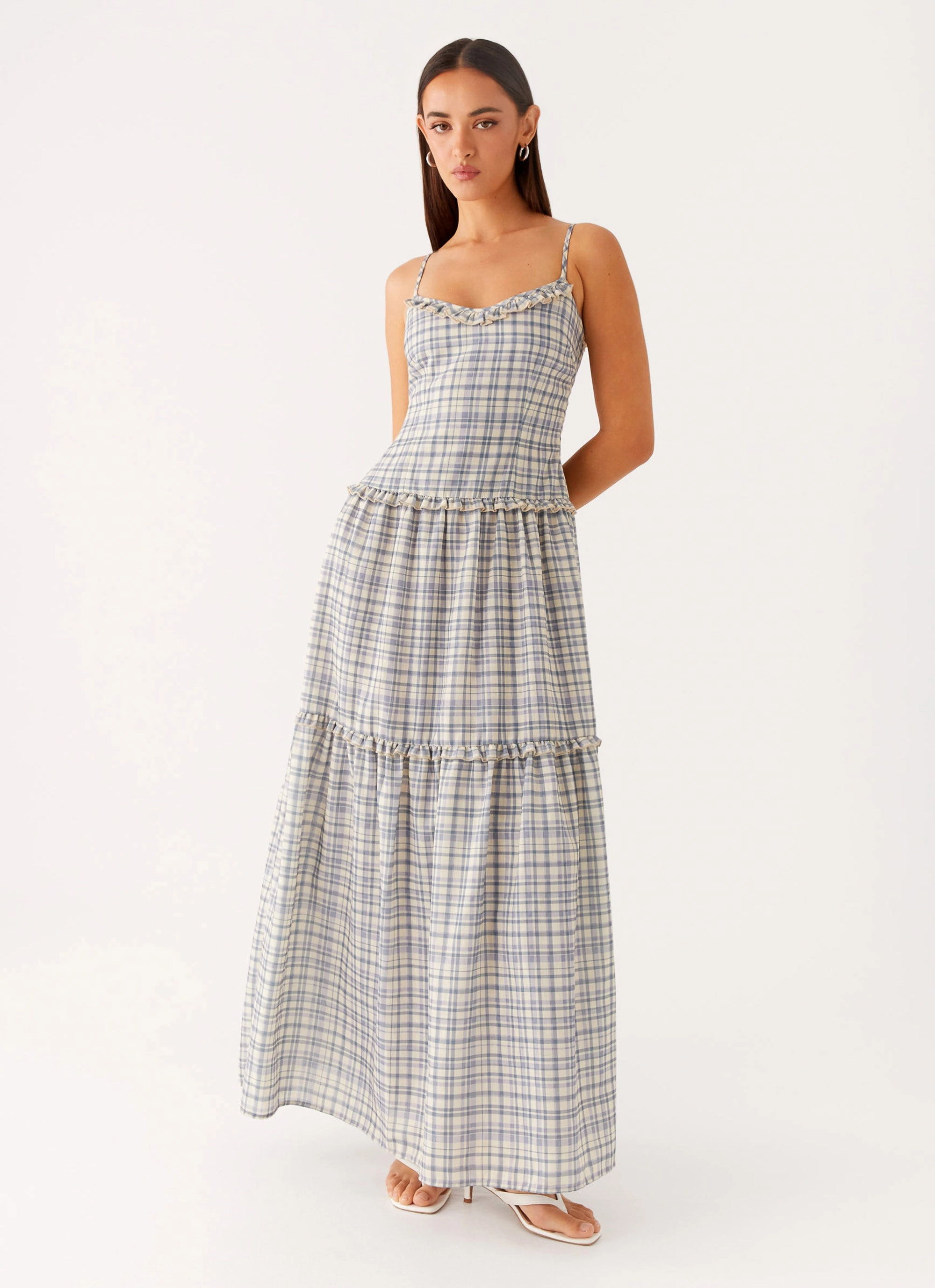 Hermie Midi Dress - Check Chain-Detail Simple Shape