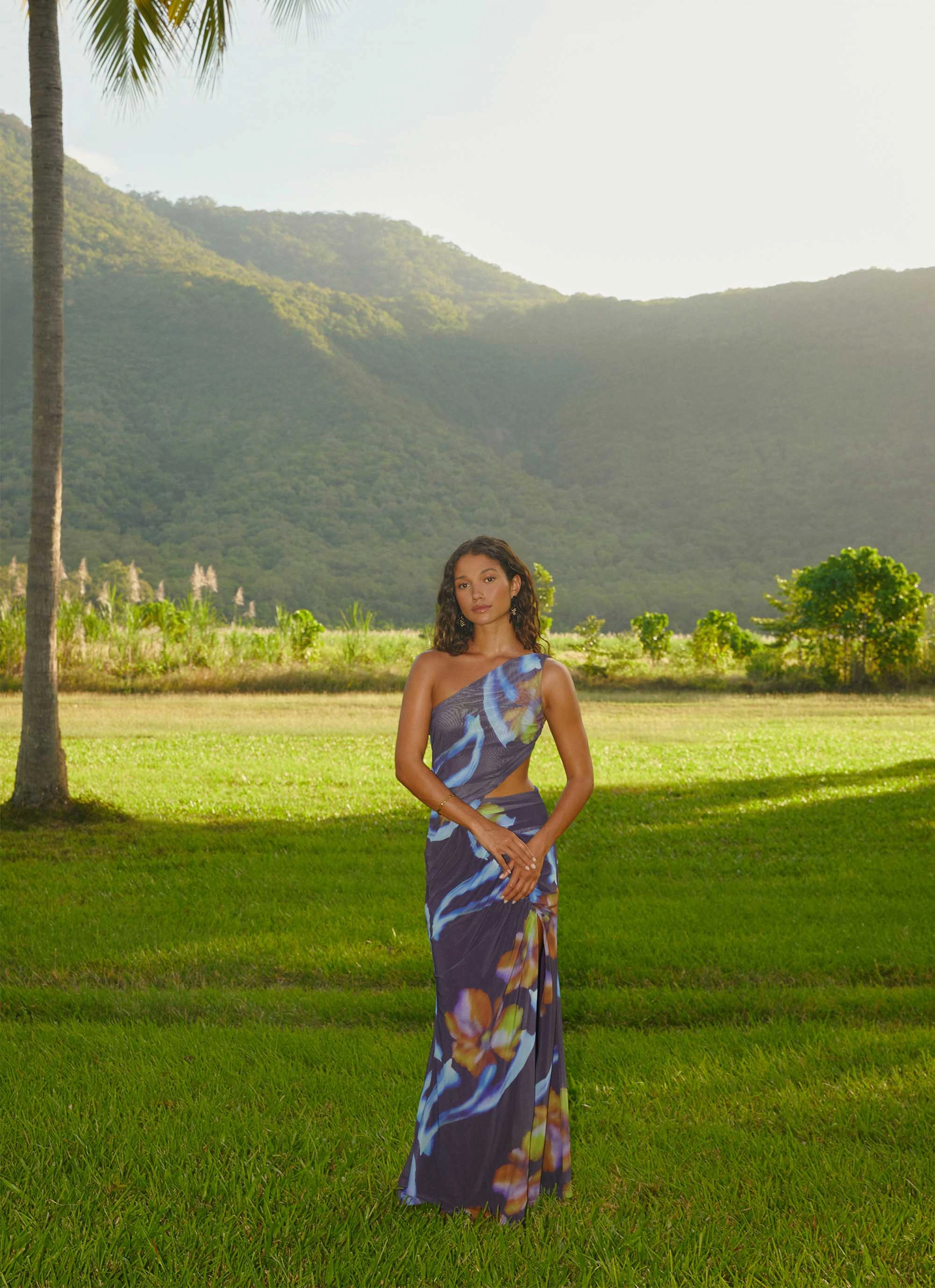 Bold Patterns High Neck Zanzibar Maxi Dress - Dark Floral