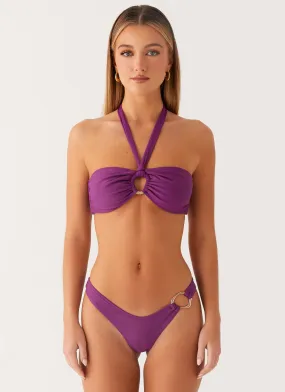 Minimalist Style Multi Hook Back Closure Kivara Bikini Bottoms - Violetta