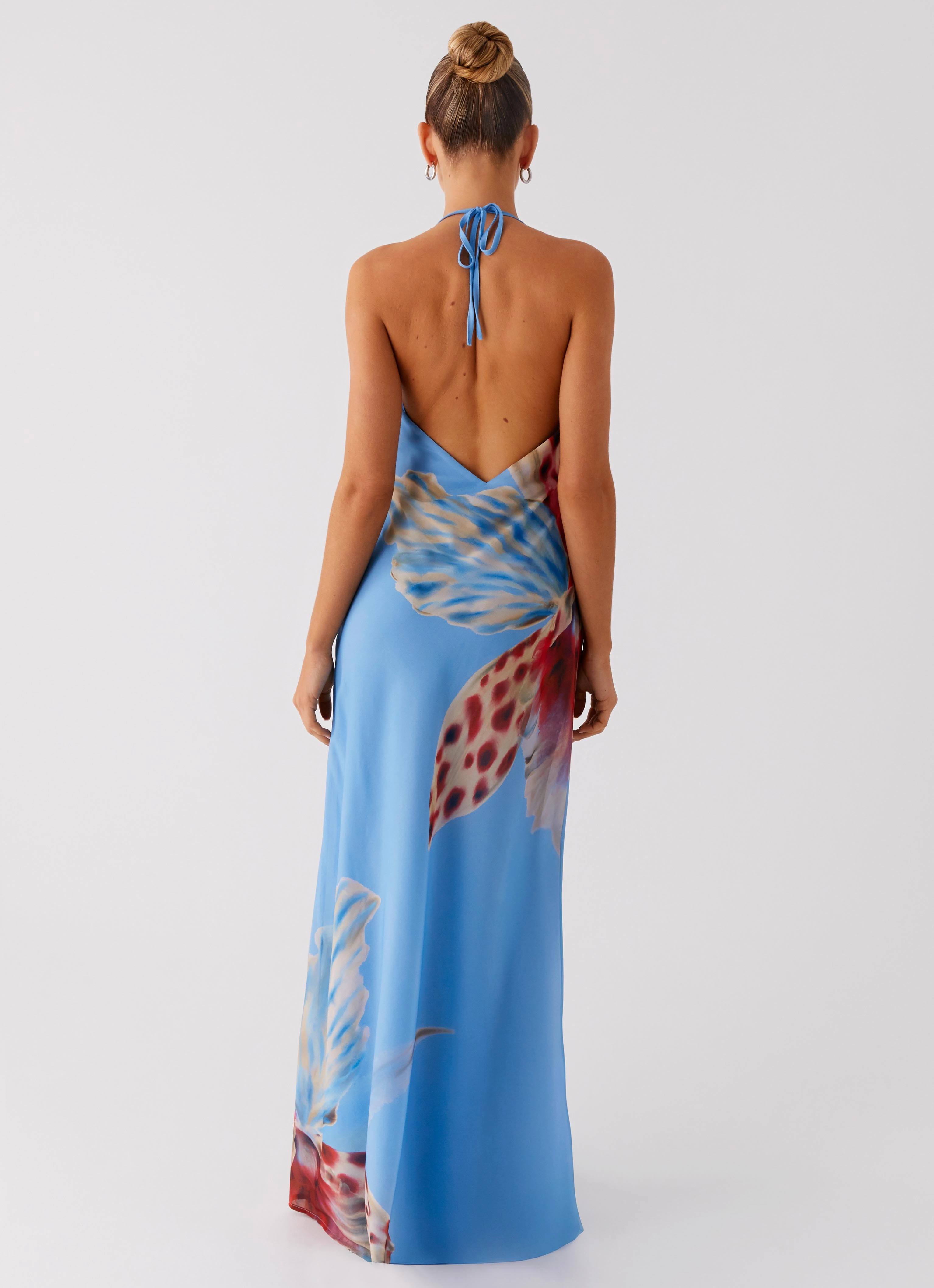 Long Lines Stylish Design Stars Align Cowl Maxi Dress - Deep Sea Bloom
