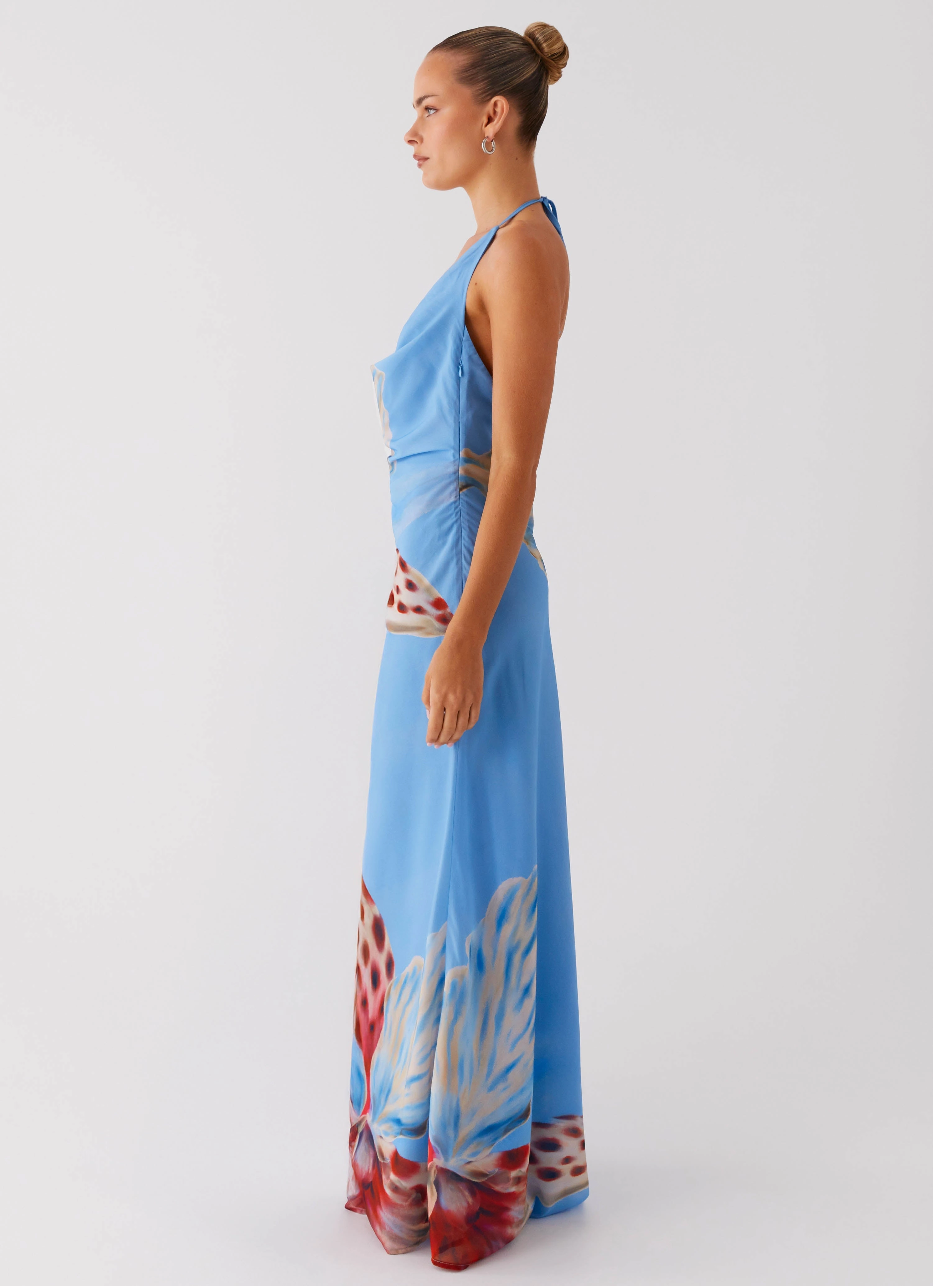 Soft-touch Go To Wear Stars Align Cowl Maxi Dress - Deep Sea Bloom