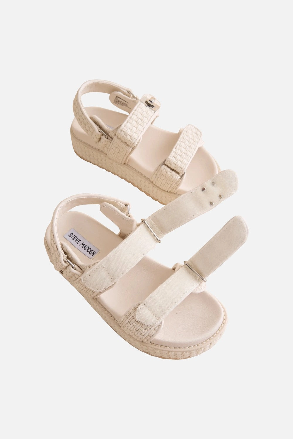Steve Madden Bigmona Flatform in Bone Woven Travel-Friendly Footwear ArchSupport