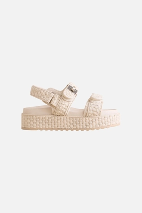 Steve Madden Bigmona Flatform in Bone Woven Comfort Beach Walk Outdoor Relax