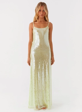 Edge Detail Higher Level Sequin Maxi Dress - Mint